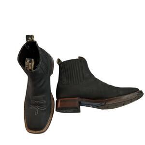 Wild West Black Leather Western Boots Men’s Size 9 | Square Toe  Boots